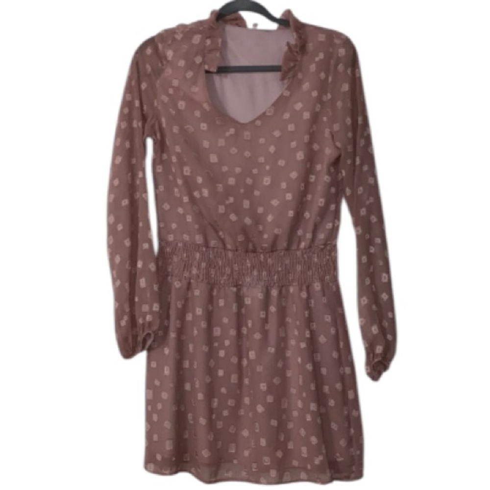 Sage dusty pink geometric print dress great  like new condition size Medium